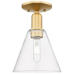 Arcadia Berkshire Glass 8"W Satin Gold Semi.Flush Mount w/ Clear Shade