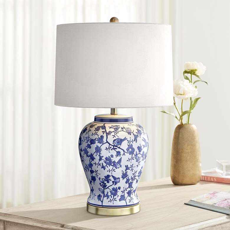 Image 1 Arcadia Blue and White Ceramic Jar Table Lamp
