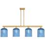 Arcadia Bridal Veil 51"W 4-Lt Bronze Stem Island w/ Princess Blue Shade