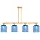 Arcadia Bridal Veil 51"W 4-Lt Bronze Stem Island w/ Princess Blue Shade