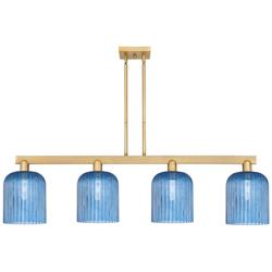 Arcadia Bridal Veil 51"W 4-Lt Bronze Stem Island w/ Princess Blue Shade