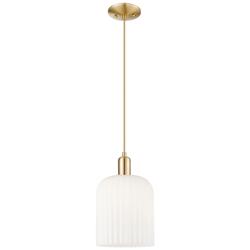 Arcadia Bridal Veil 8"W Bronze Cord Mini Pendant w/ Gloss White Shade