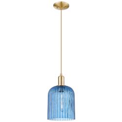 Arcadia Bridal Veil 8"W Bronze Cord Pendant w/ Princess Blue Shade
