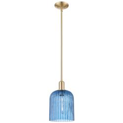Arcadia Bridal Veil 8"W Bronze Stem Pendant w/ Princess Blue Shade