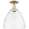 Arcadia Bristol 12"W Antique Brass Semi.Flush Mount With Clear Shade
