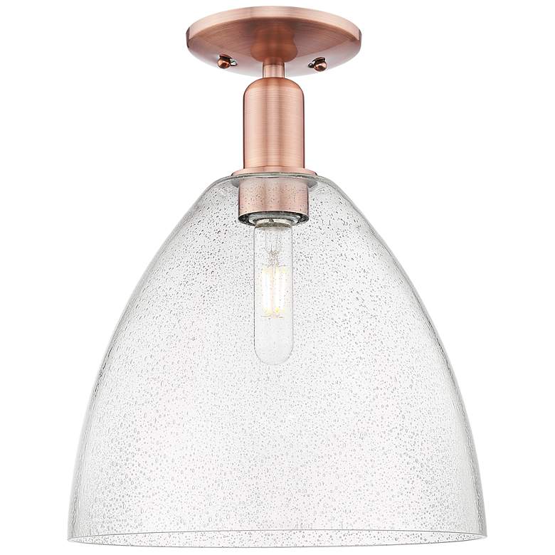 Image 1 Arcadia Bristol 12"W Antique Copper Semi.Flush Mount With Seedy Shade