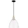 Arcadia Bristol 12"W Black Brass Cord Hung Mini Pendant w/ Clear Shade