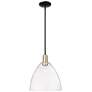 Arcadia Bristol 12"W Black Brass Stem Hung Mini Pendant w/ Clear Shade
