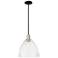 Arcadia Bristol 12"W Black Brass Stem Hung Mini Pendant w/ Seedy Shade