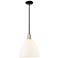Arcadia Bristol 12"W Black Brass Stem Pendant w/ Matte White Shade