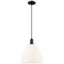 1_Arcadia Bristol 12"W Black Cord Hung Mini Pendant w/ Matte White Shade