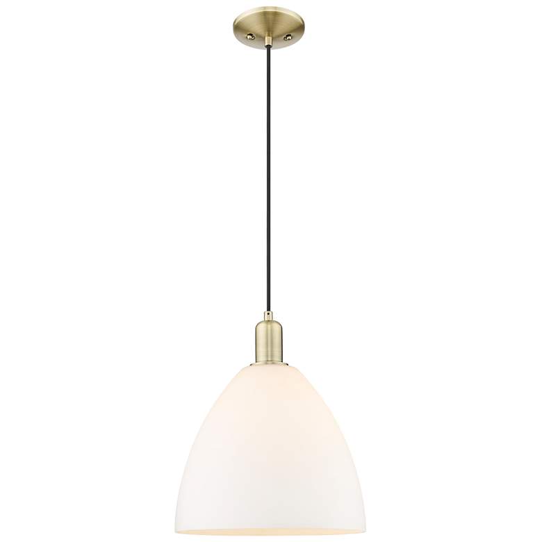 Image 1 Arcadia Bristol 12"W Brass Cord Hung Mini Pendant w/ Matte White Shade