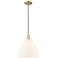 Arcadia Bristol 12"W Brass Cord Hung Mini Pendant w/ Matte White Shade