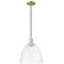 Arcadia Bristol 12"W Brass Cord Hung Mini Pendant With Clear Shade