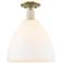 Arcadia Bristol 12"W Brass Semi.Flush Mount With Matte White Shade