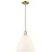Arcadia Bristol 12"W Brass Stem Hung Mini Pendant w/ Matte White Shade