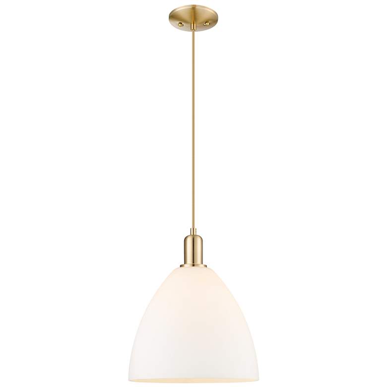 Image 1 Arcadia Bristol 12"W Bronze Cord Mini Pendant w/ Matte White Shade