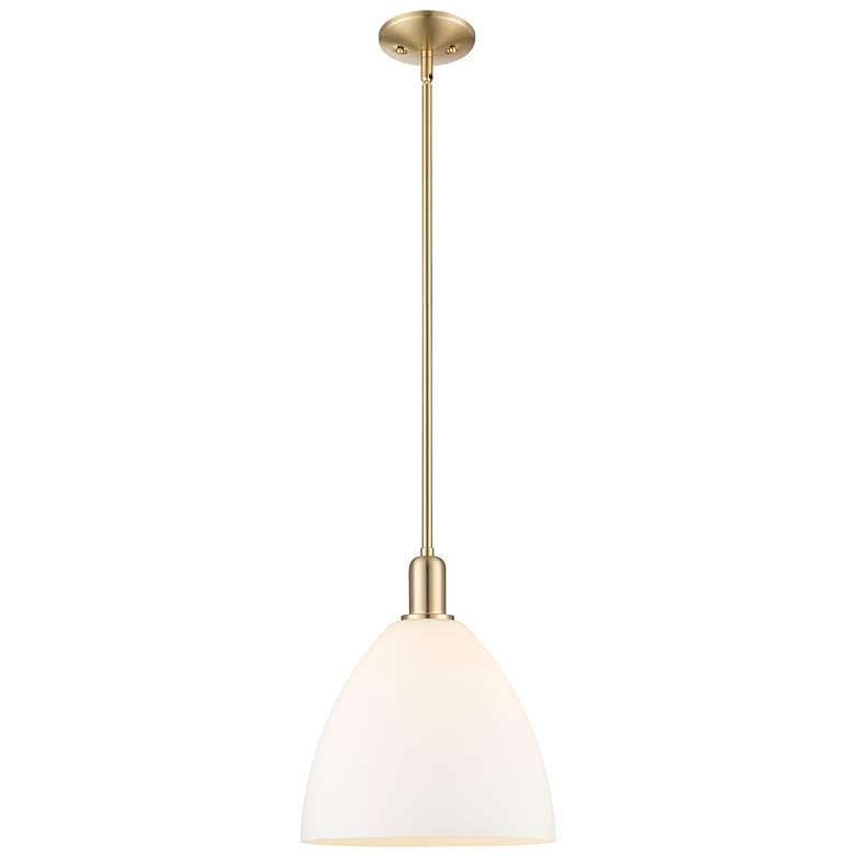 Image 1 Arcadia Bristol 12"W Bronze Stem Mini Pendant w/ Matte White Shade