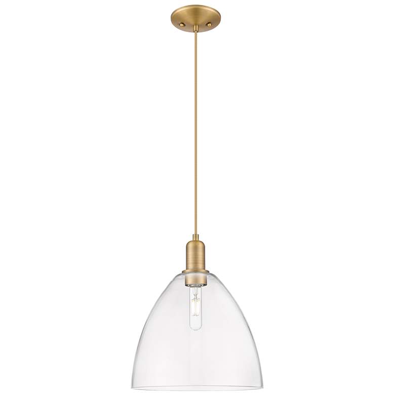 Image 1 Arcadia Bristol 12"W Brushed Brass Cord Mini Pendant w/ Clear Shade
