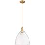 1_Arcadia Bristol 12"W Brushed Brass Cord Mini Pendant w/ Clear Shade