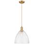 1_Arcadia Bristol 12"W Brushed Brass Cord Mini Pendant w/ Seedy Shade