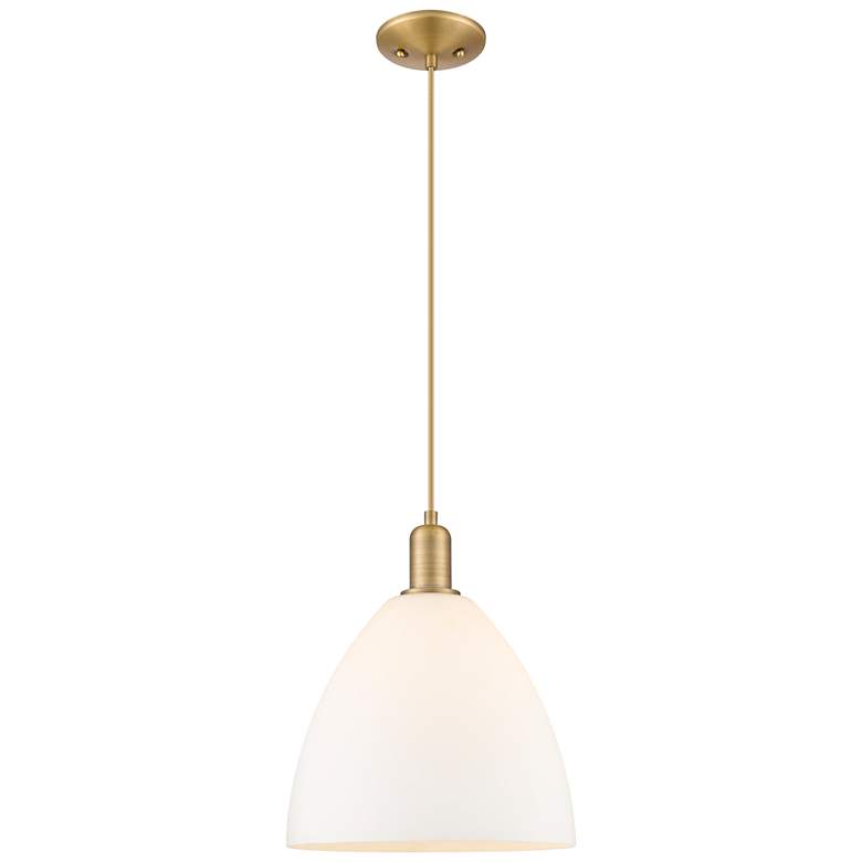 Image 1 Arcadia Bristol 12"W Brushed Brass Cord Pendant w/ Matte White Shade