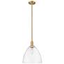 Arcadia Bristol 12"W Brushed Brass Stem Mini Pendant w/ Clear Shade
