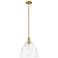 Arcadia Bristol 12"W Brushed Brass Stem Mini Pendant w/ Clear Shade