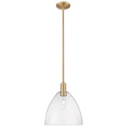Arcadia Bristol 12"W Brushed Brass Stem Mini Pendant w/ Seedy Shade