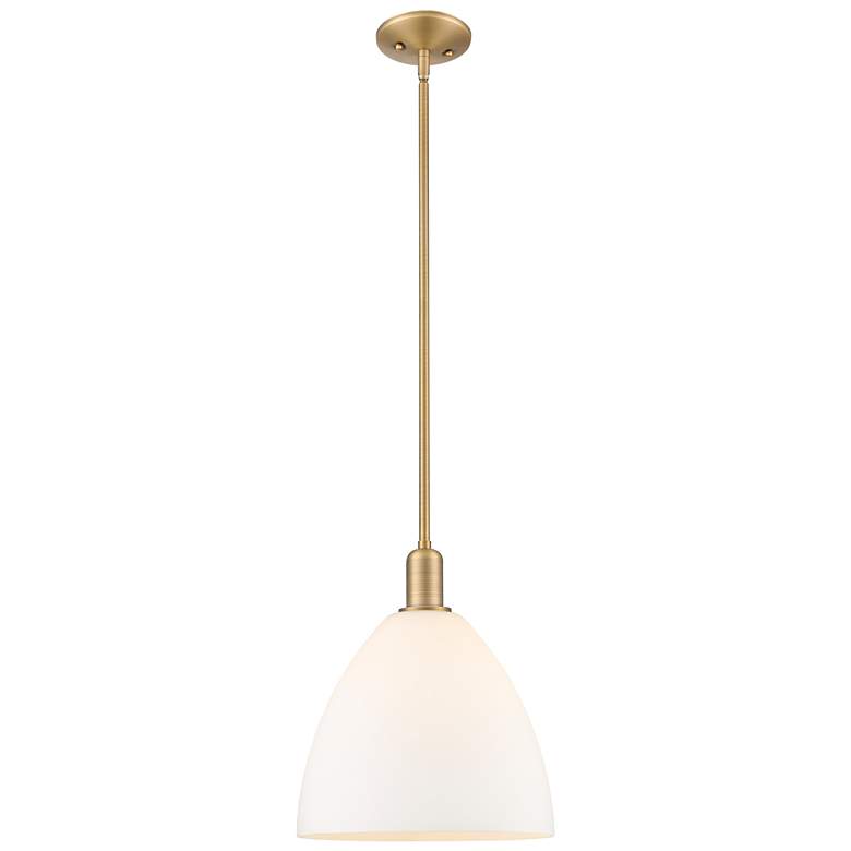 Image 1 Arcadia Bristol 12"W Brushed Brass Stem Pendant w/ Matte White Shade