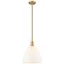 Arcadia Bristol 12"W Brushed Brass Stem Pendant w/ Matte White Shade