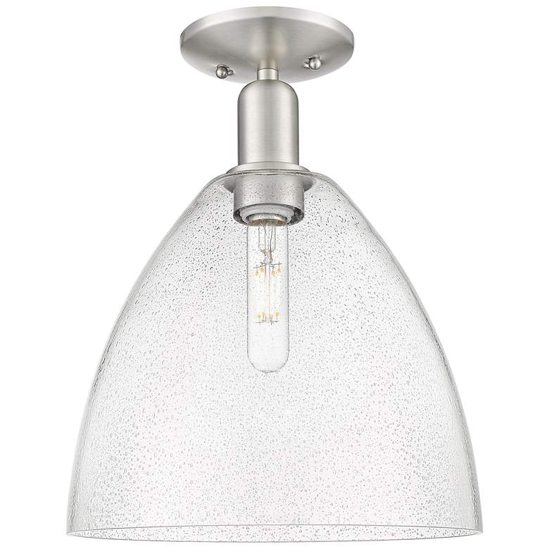 Image 1 Arcadia Bristol 12"W Brushed Nickel Semi.Flush Mount With Seedy Shade
