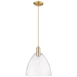 Arcadia Bristol 12"W Champagne Bronze Cord Mini Pendant w/ Clear Shade