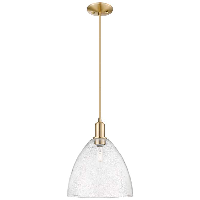 Image 1 Arcadia Bristol 12"W Champagne Bronze Cord Mini Pendant w/ Seedy Shade