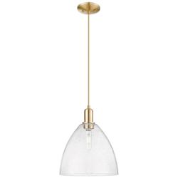 Arcadia Bristol 12"W Champagne Bronze Cord Mini Pendant w/ Seedy Shade