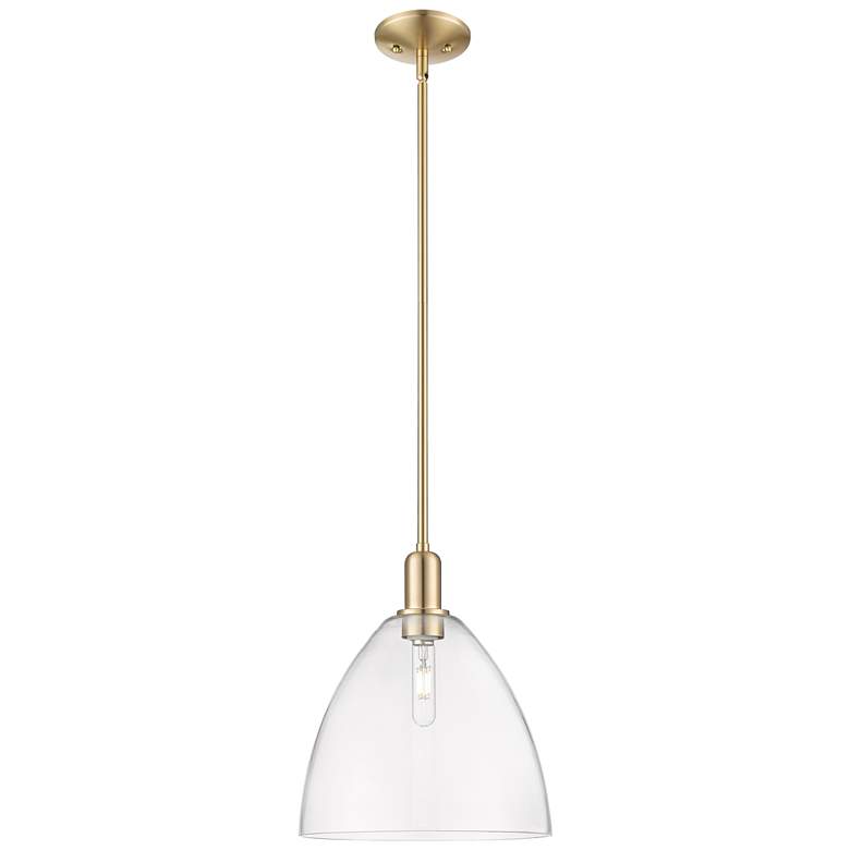 Image 1 Arcadia Bristol 12"W Champagne Bronze Stem Mini Pendant w/ Clear Shade