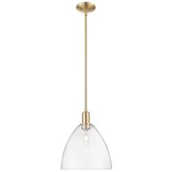 Arcadia Bristol 12"W Champagne Bronze Stem Mini Pendant w/ Clear Shade