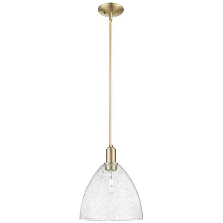 Image 1 Arcadia Bristol 12"W Champagne Bronze Stem Mini Pendant w/ Seedy Shade