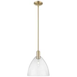 Arcadia Bristol 12"W Champagne Bronze Stem Mini Pendant w/ Seedy Shade