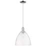 Arcadia Bristol 12"W Chrome Cord Hung Mini Pendant w/ Clear Shade