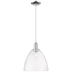 Arcadia Bristol 12"W Chrome Cord Hung Mini Pendant w/ Clear Shade