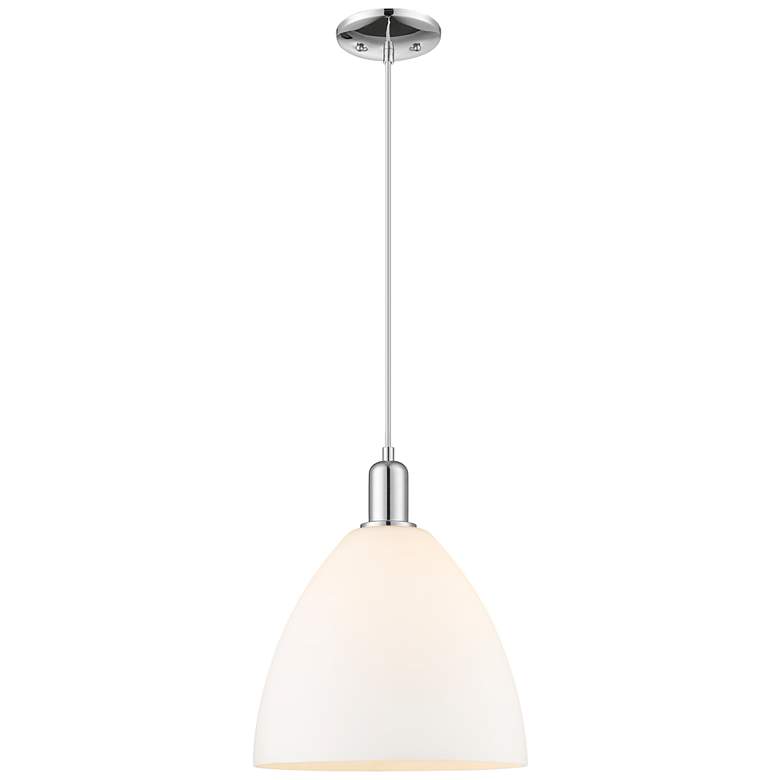 Image 1 Arcadia Bristol 12"W Chrome Cord Mini Pendant w/ Matte White Shade