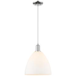 Arcadia Bristol 12"W Chrome Cord Mini Pendant w/ Matte White Shade