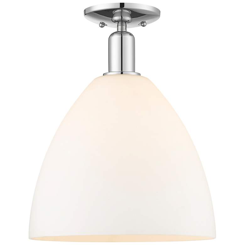 Image 1 Arcadia Bristol 12"W Chrome Semi.Flush Mount w/ Matte White Shade