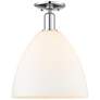 Arcadia Bristol 12"W Chrome Semi.Flush Mount w/ Matte White Shade
