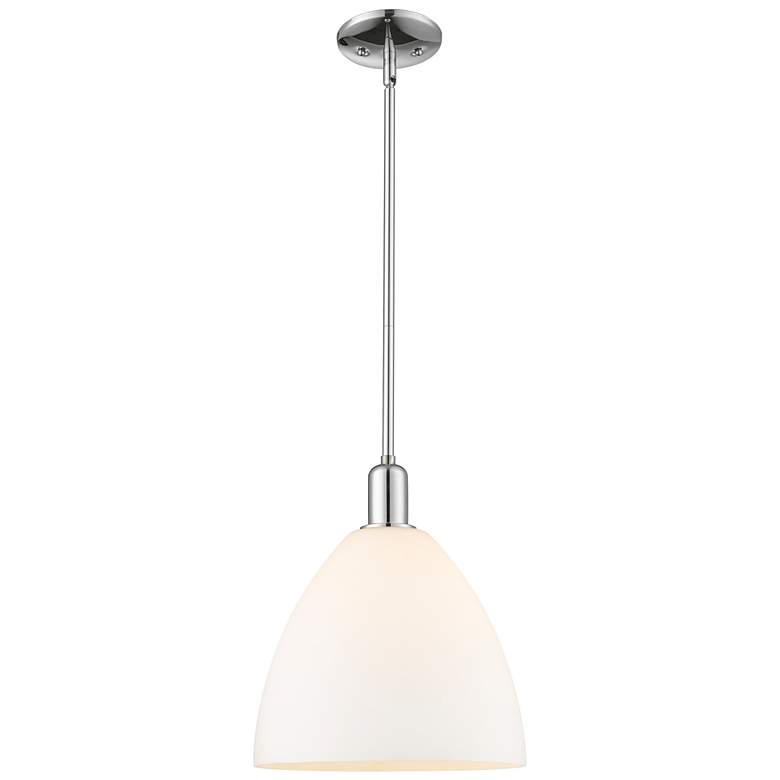 Image 1 Arcadia Bristol 12"W Chrome Stem Mini Pendant w/ Matte White Shade