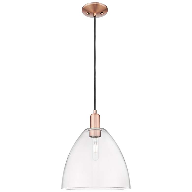 Image 1 Arcadia Bristol 12"W Copper Cord Hung Mini Pendant With Clear Shade