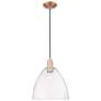 1_Arcadia Bristol 12"W Copper Cord Hung Mini Pendant With Clear Shade