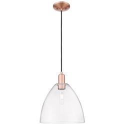 Arcadia Bristol 12"W Copper Cord Hung Mini Pendant With Clear Shade