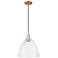 Arcadia Bristol 12"W Copper Cord Hung Mini Pendant With Seedy Shade